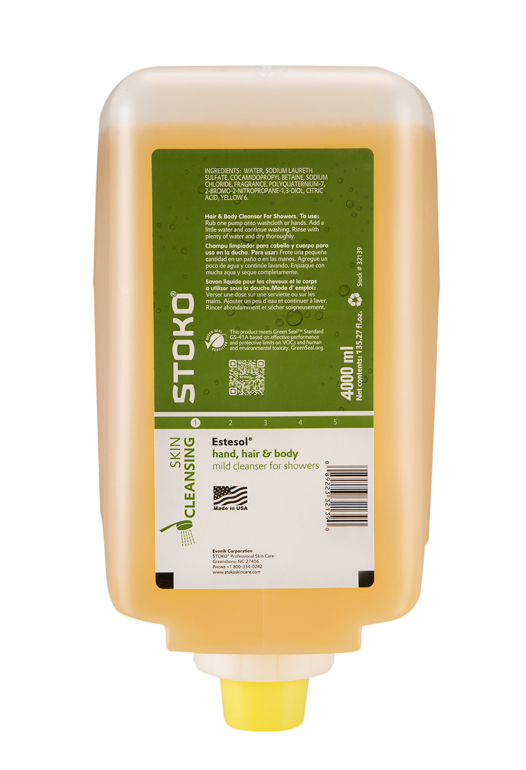 Estesol® Hand, Hair & Body Shampoo 4L Cartridge, 2/case
